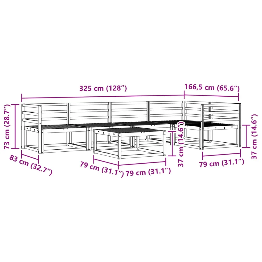 Ensemble de canapés d'extérieur 6 pcs Naturel - 11