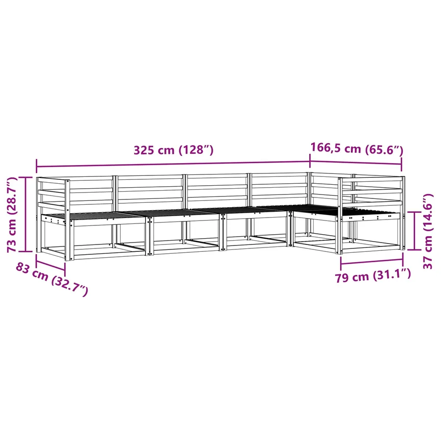 Ensemble de canapés d'extérieur 5 pcs Naturel - 7