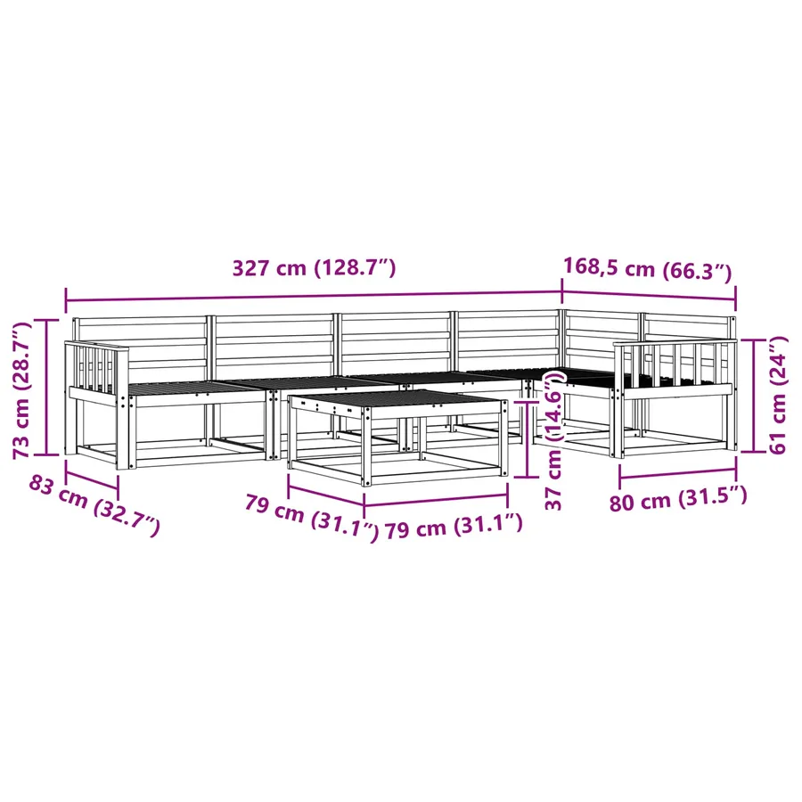 Ensemble de canapés d'extérieur 6 pcs Naturel - 11