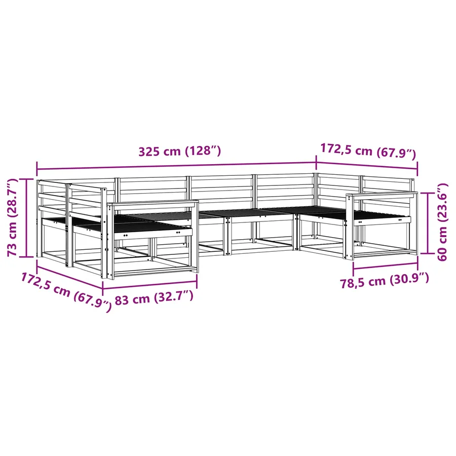 Ensemble de canapés d'extérieur 6 pcs Naturel - 7