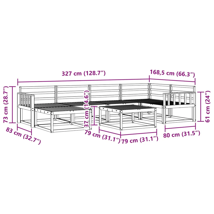 Ensemble de canapés d'extérieur 7 pcs Naturel - 11