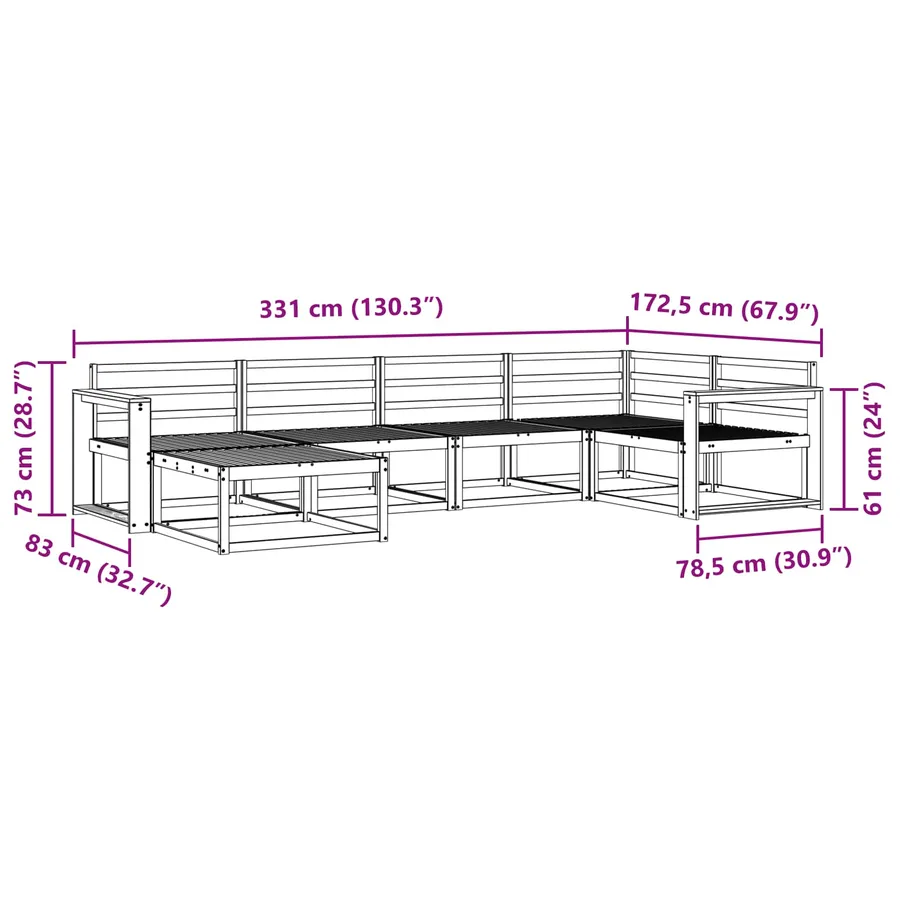 Ensemble de canapés d'extérieur 6 pcs Naturel - 9