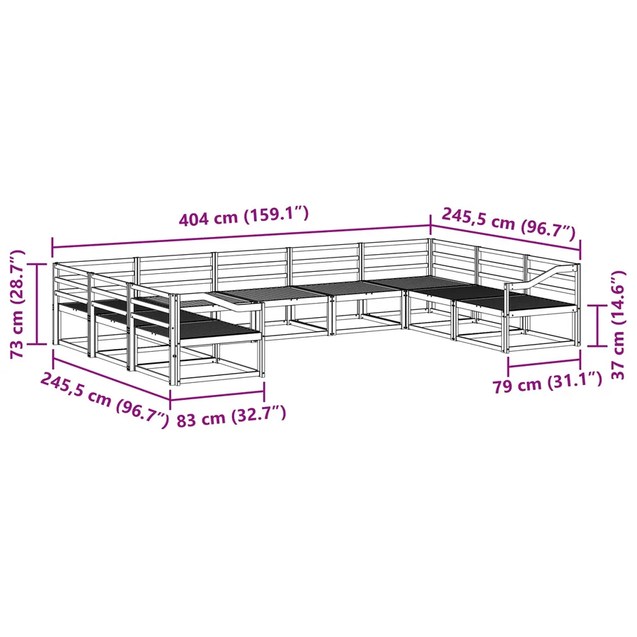 Ensemble de canapés d'extérieur 9 pcs Naturel - 8