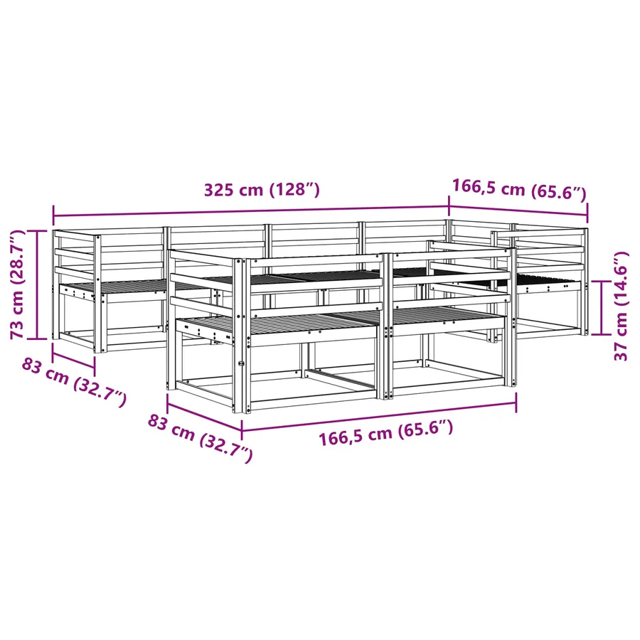 Ensemble de canapés d'extérieur 7 pcs Naturel - 7