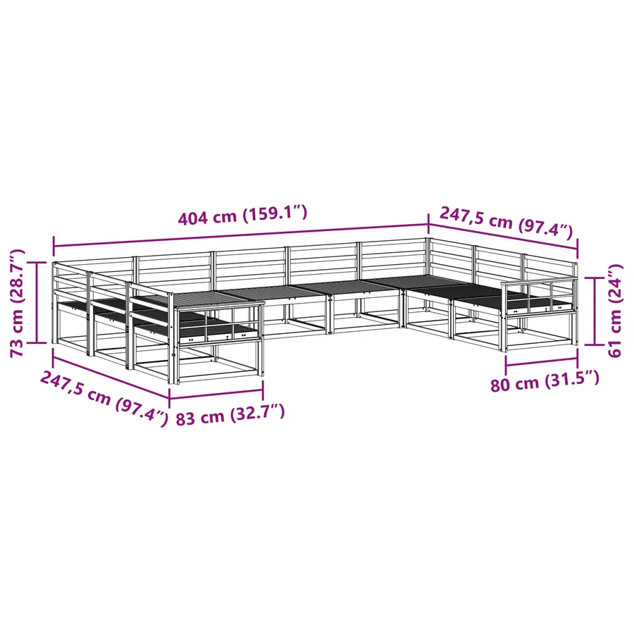 Ensemble de canapés d'extérieur 9 pcs Naturel - 8