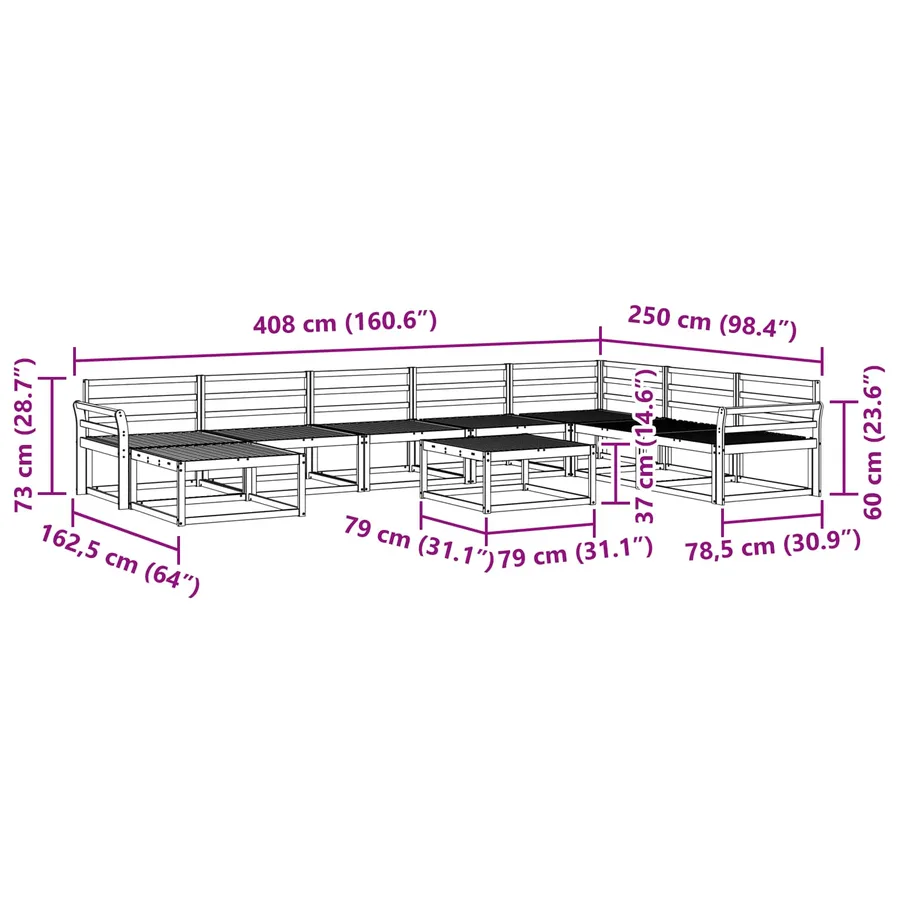 Ensemble de canapés d'extérieur 9 pcs Naturel - 11