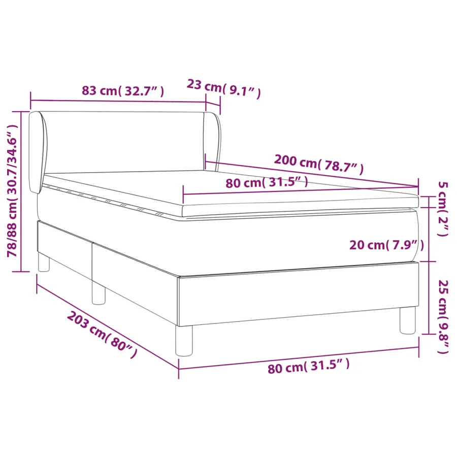 Sommier à lattes de lit et matelas Gris clair 80x200 cm Velours - 7
