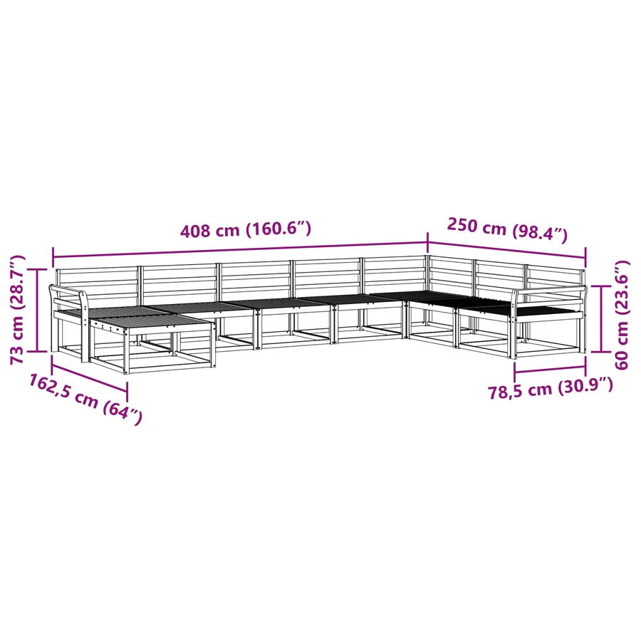 Ensemble de canapés d'extérieur 8 pcs Naturel - 9