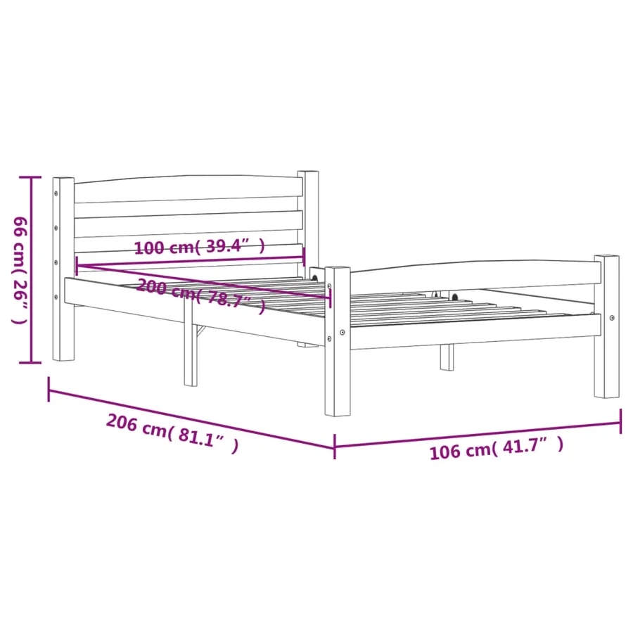 Cadre de lit sans matelas bois massif de pin 100x200 cm - 7