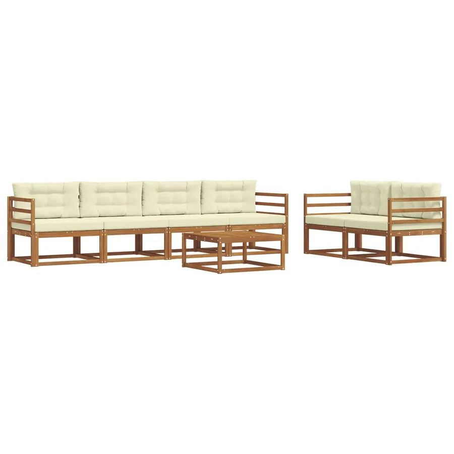 Ensemble de canapés d'extérieur 7 pcs Naturel et Crème - 2