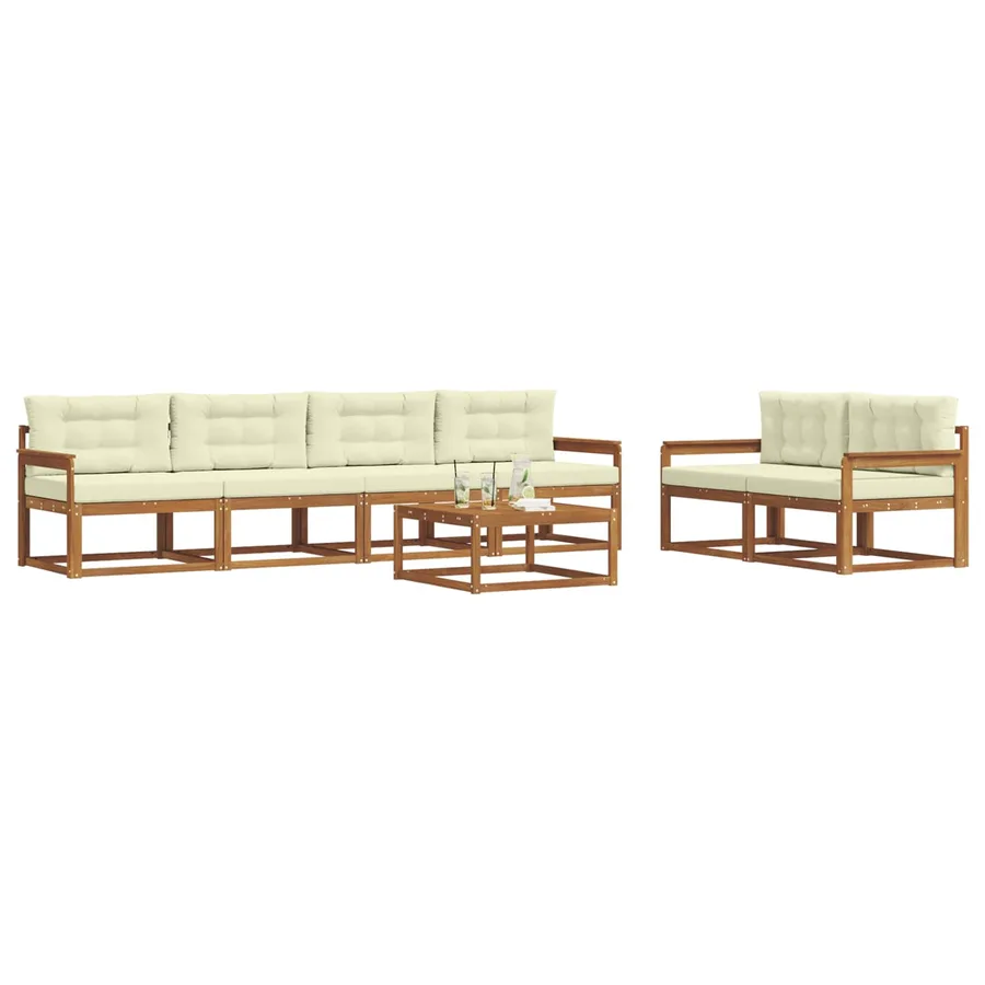 Ensemble de canapés d'extérieur 7 pcs Naturel et Crème - 3