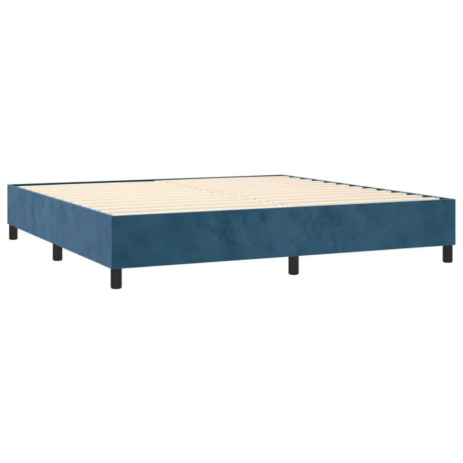 Sommier à lattes de lit matelas et LED Bleu foncé 200x200 cm - 5