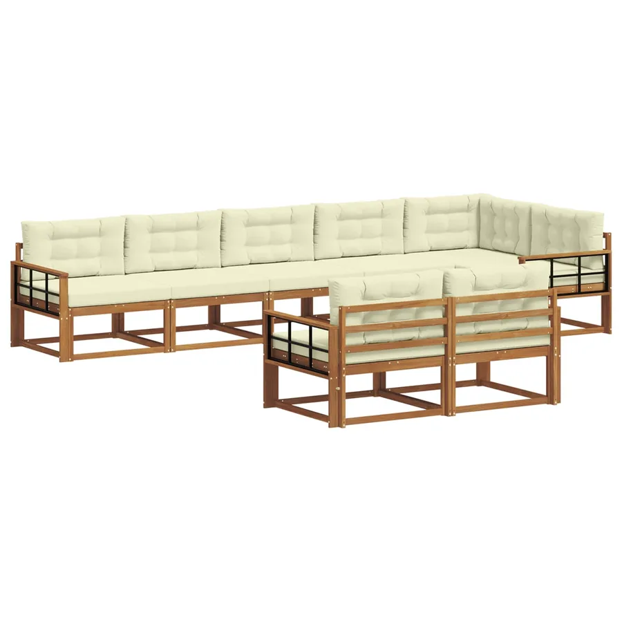 Ensemble de canapés d'extérieur 8 pc Naturel et Crème - 2