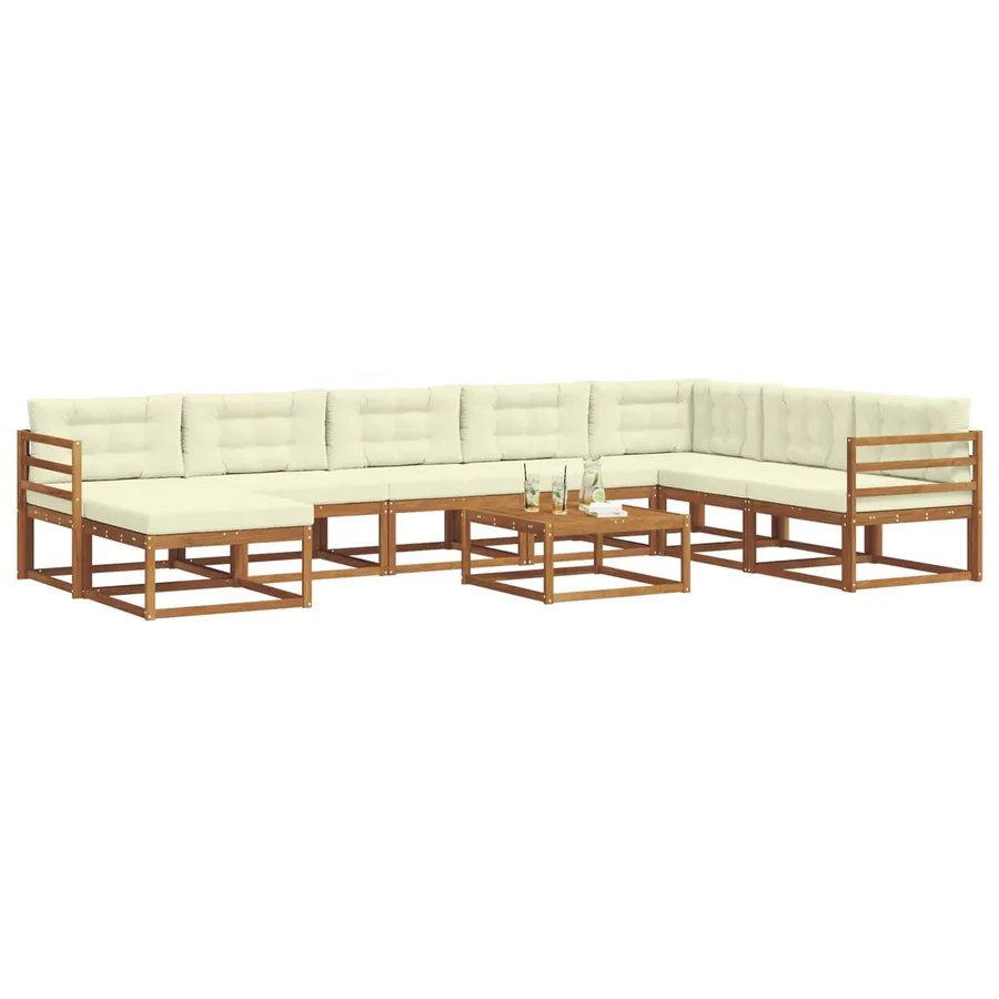 Ensemble de canapés d'extérieur 9 pcs Naturel et Crème - 3