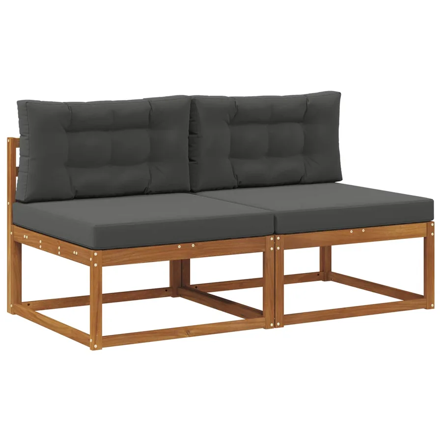 Sofa de milieu extérieur avec coussin 2 Pièce Naturel - 2