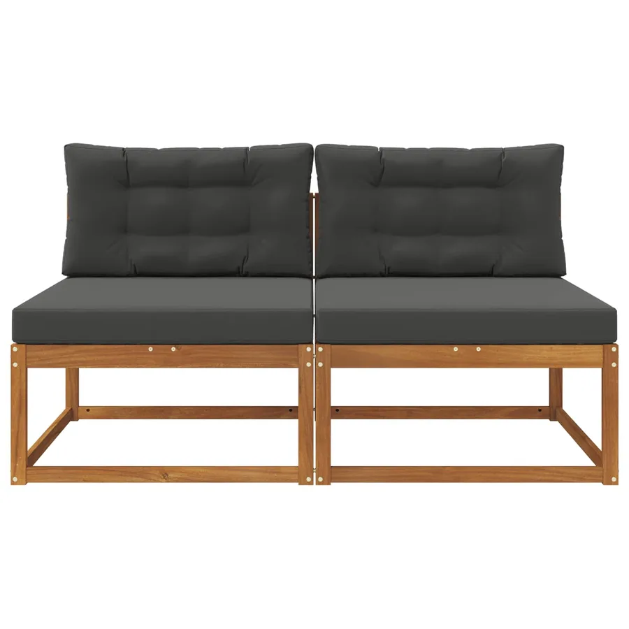 Sofa de milieu extérieur avec coussin 2 Pièce Naturel - 3