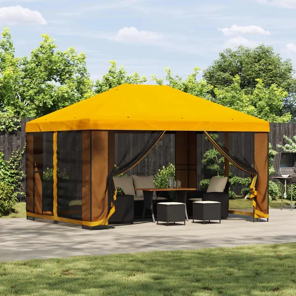 Abri de jardin avec parois 4 × 3 m Jaune Polyester et Acier