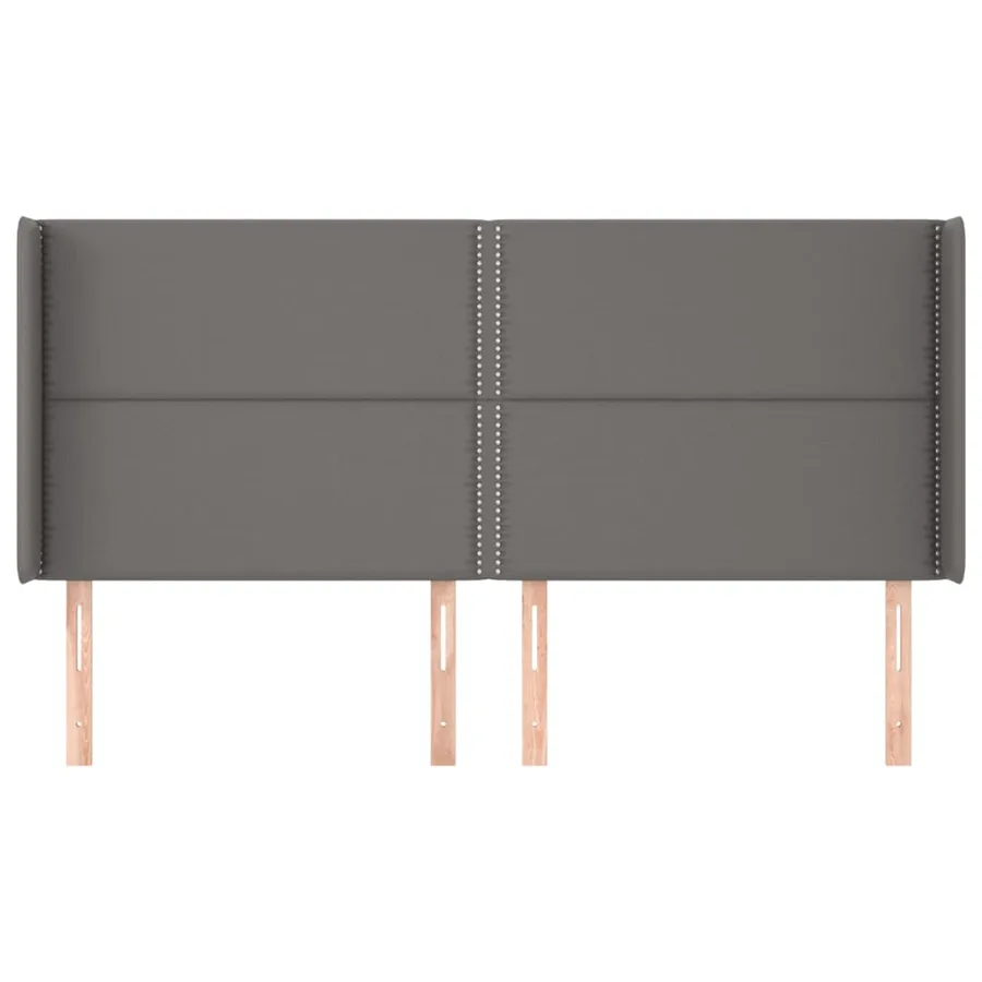 Tête de lit avec oreilles Gris 203x16x118/128 cm Similicuir - 3