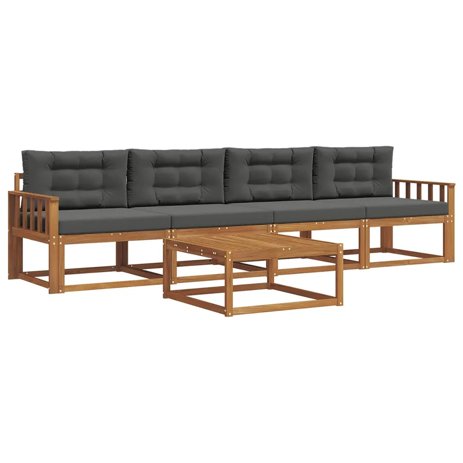 Ensemble de canapés d'extérieur 5 pcs Naturel et Anthracite - 2