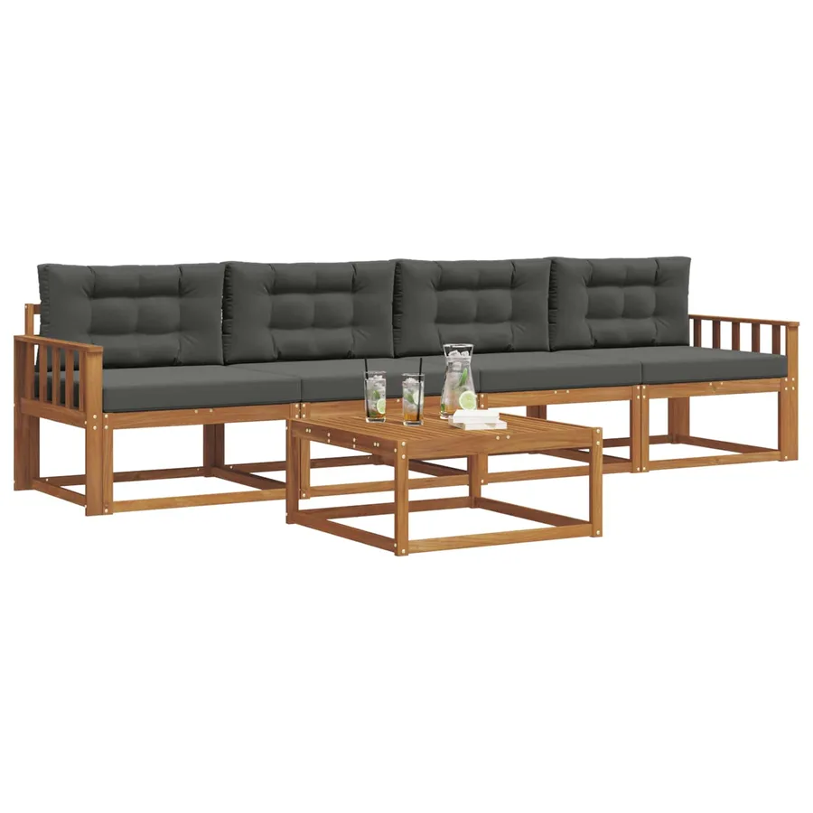 Ensemble de canapés d'extérieur 5 pcs Naturel et Anthracite - 3