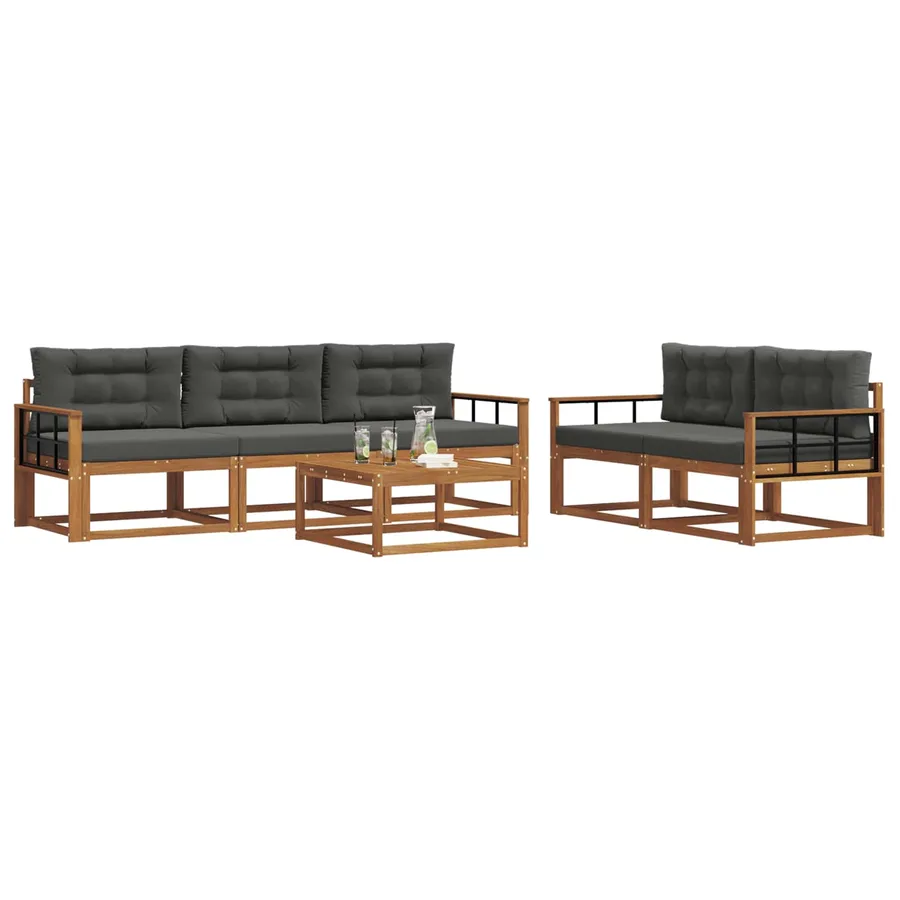 Ensemble de canapés d'extérieur 6 pcs Naturel et Anthracite - 3
