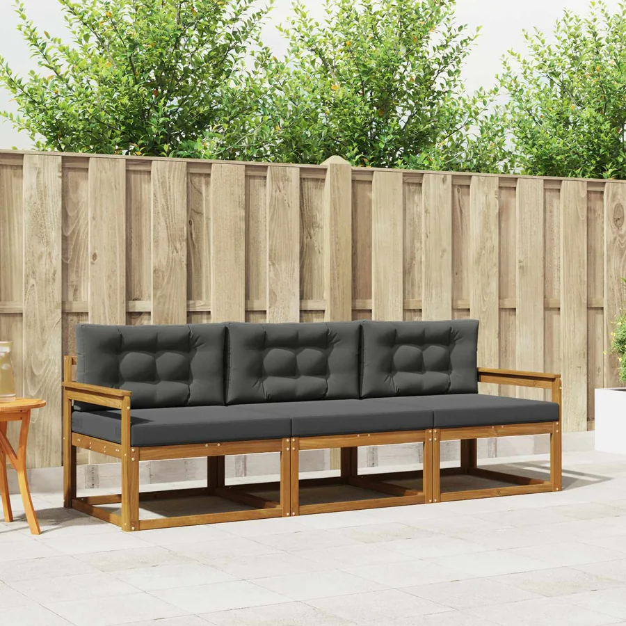 Ensemble de canapés d'extérieur 3 pcs Naturel et Anthracite