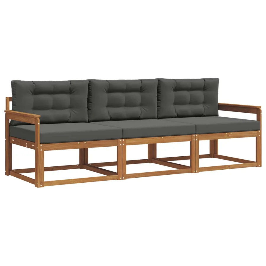 Ensemble de canapés d'extérieur 3 pcs Naturel et Anthracite - 2