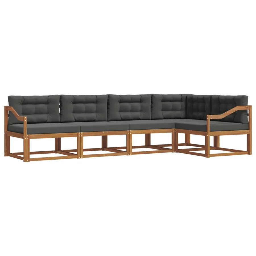 Ensemble de canapés d'extérieur 5 pcs Naturel et Anthracite - 2