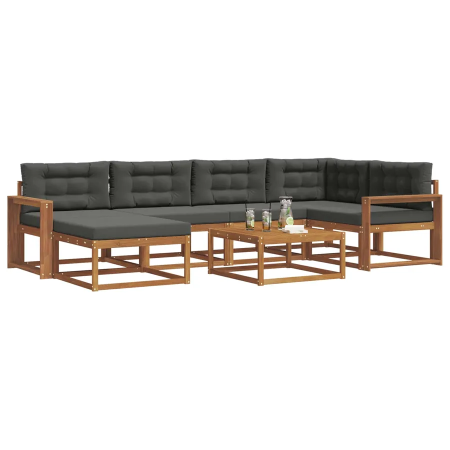 Ensemble de canapés d'extérieur 7 pcs Naturel et Anthracite - 3