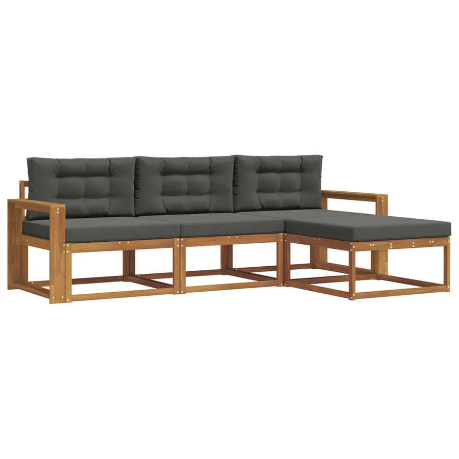Ensemble de canapés d'extérieur 4 pcs Naturel et Anthracite - 2