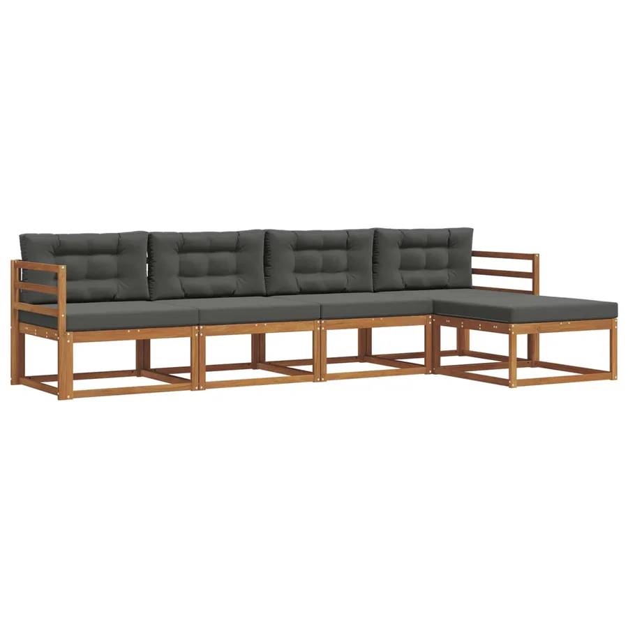 Ensemble de canapés d'extérieur 5 pcs Naturel et Anthracite - 2