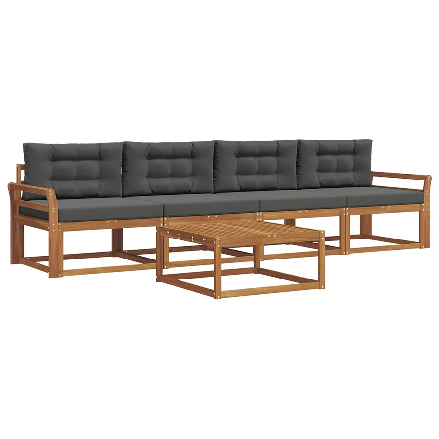 Ensemble de canapés d'extérieur 5 pcs Naturel et Anthracite - 2