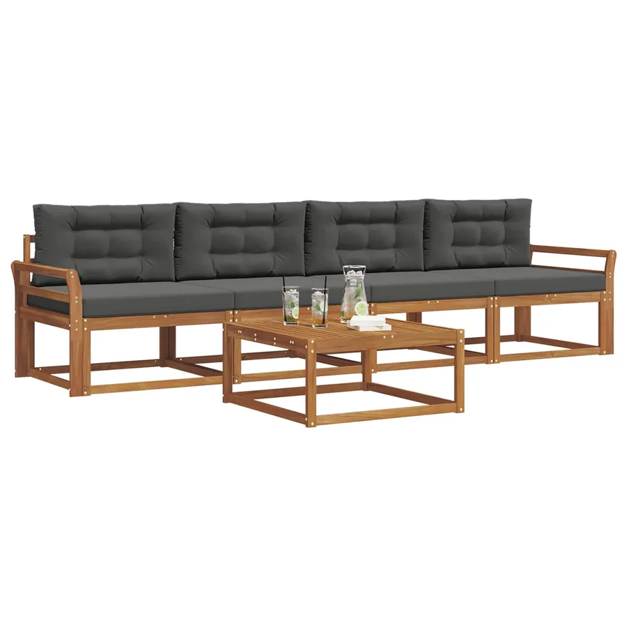 Ensemble de canapés d'extérieur 5 pcs Naturel et Anthracite - 3