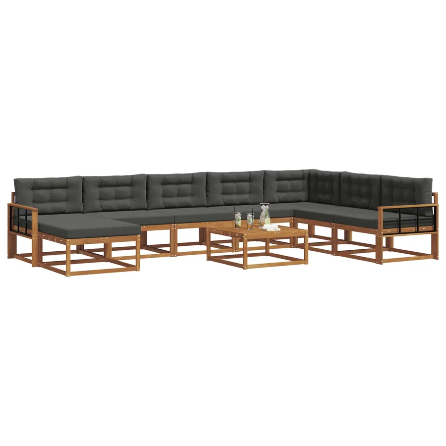 Ensemble de canapés d'extérieur 9 pcs Naturel et Anthracite - 3
