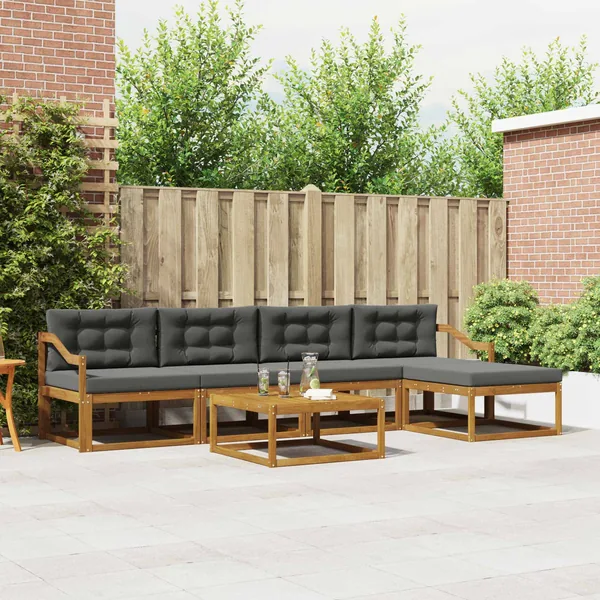 Ensemble de canapés d'extérieur 6 pcs Naturel et Anthracite