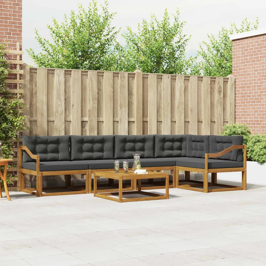 Ensemble de canapés d'extérieur 6 pcs Naturel et Anthracite