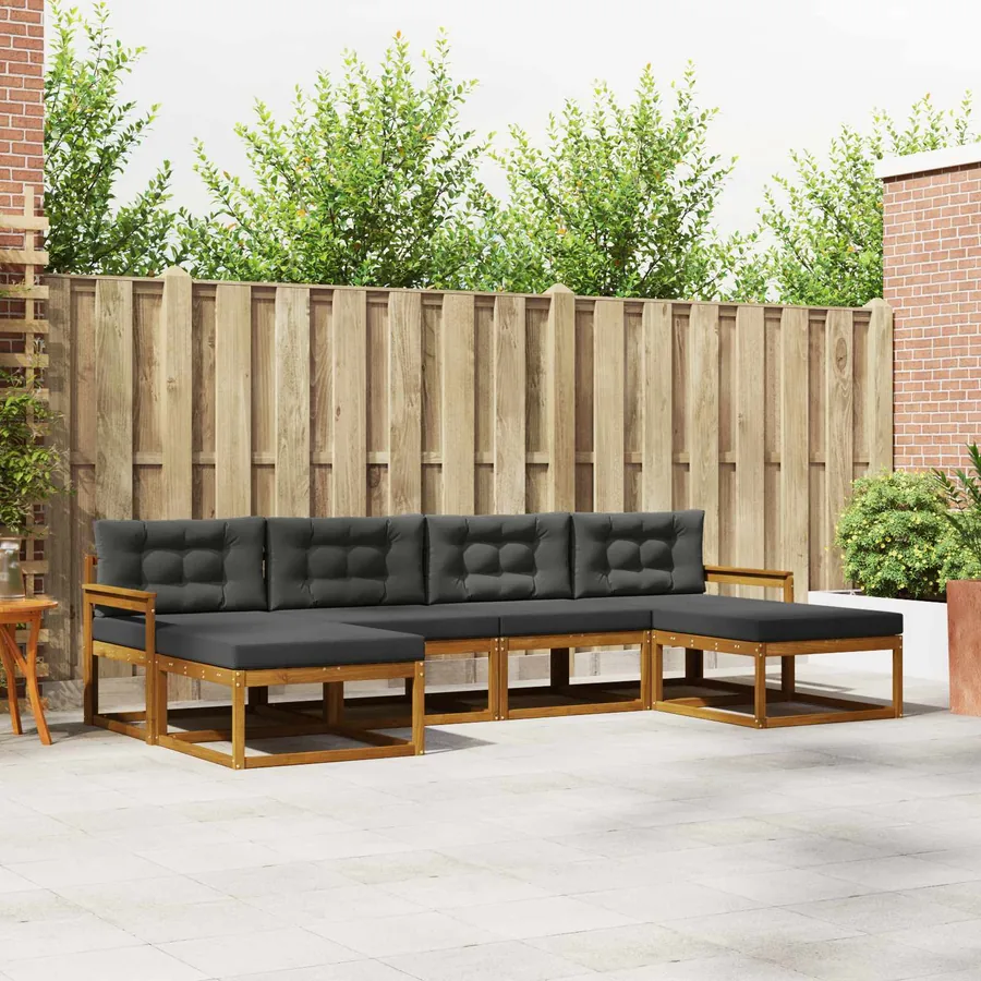 Ensemble de canapés d'extérieur 6 pcs Naturel et Anthracite