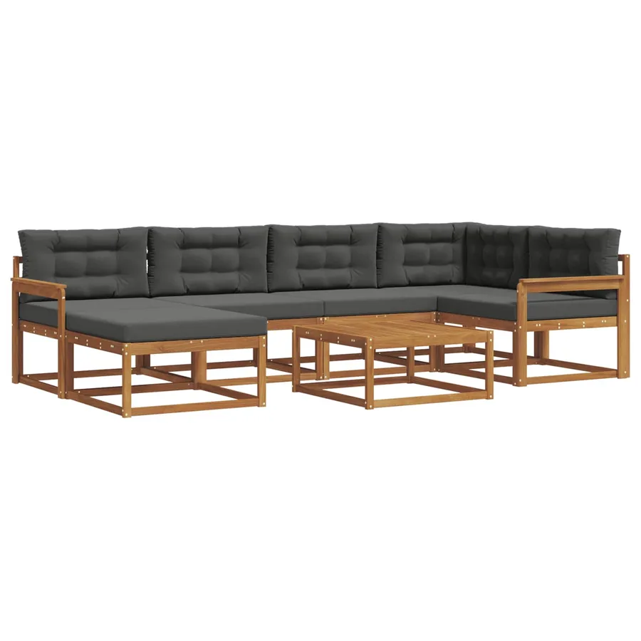 Ensemble de canapés d'extérieur 7 pcs Naturel et Anthracite - 2