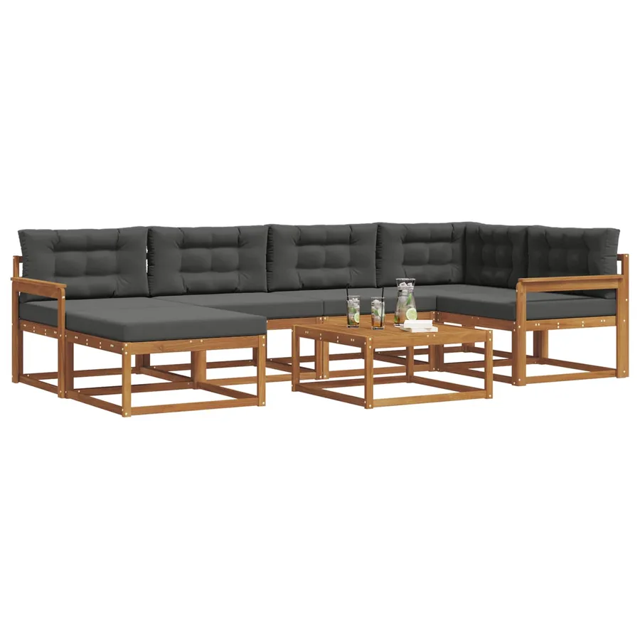 Ensemble de canapés d'extérieur 7 pcs Naturel et Anthracite - 3