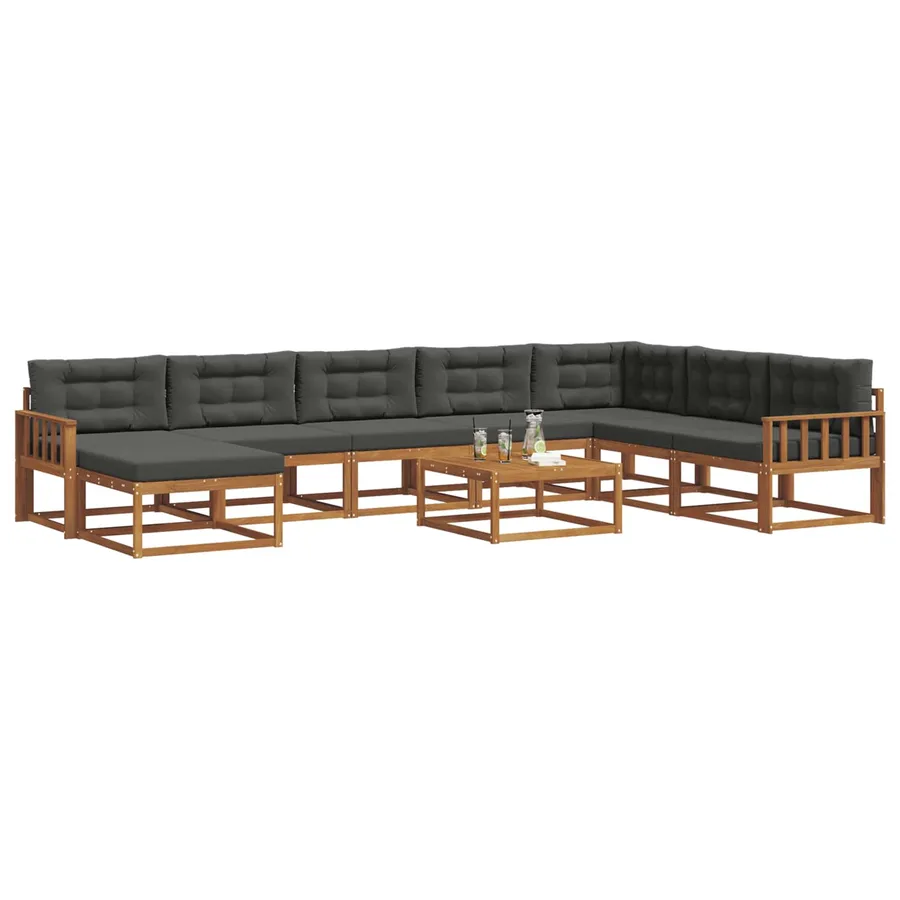 Ensemble de canapés d'extérieur 9 pcs Naturel et Anthracite - 3