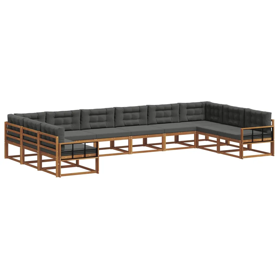 Ensemble de canapés d'extérieur 10 pcs Naturel et Anthracite - 2