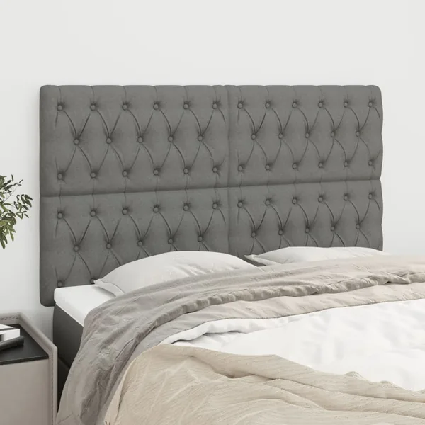 Tête de lit Gris foncé 144 x 5 x 118/128 cm Tissu