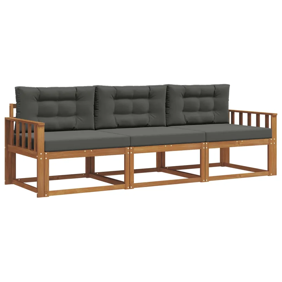 Ensemble de canapés d'extérieur 3 pcs Naturel et Anthracite - 2