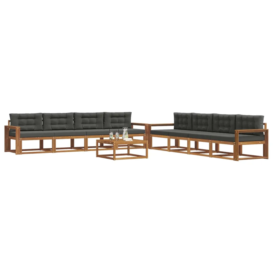 Ensemble de canapés d'extérieur 9 pcs Naturel et Anthracite - 3