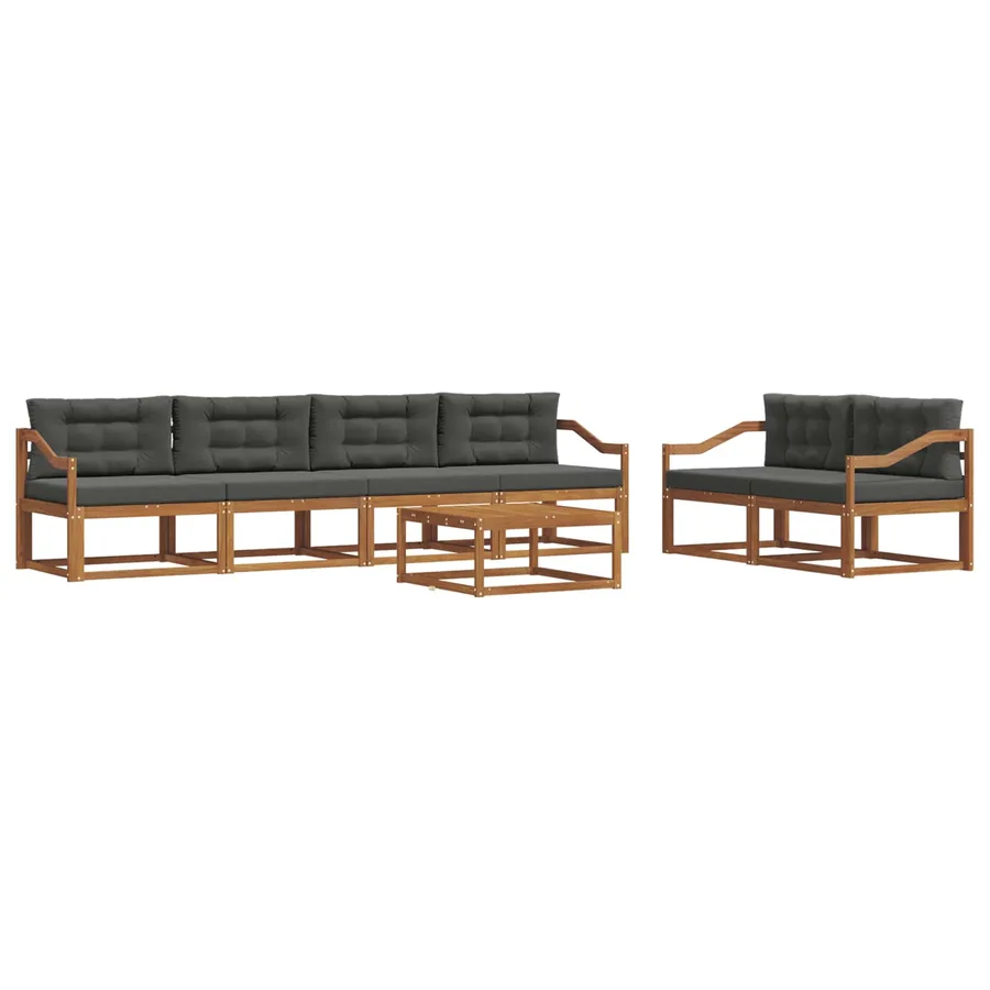 Ensemble de canapés d'extérieur 7 pcs Naturel et Anthracite - 2