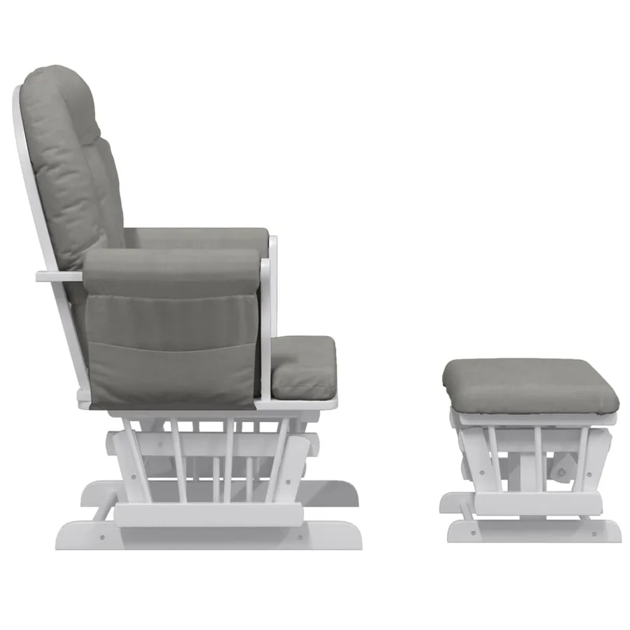 Chaise berçante avec repose-pied Gris clair Tissu - 4