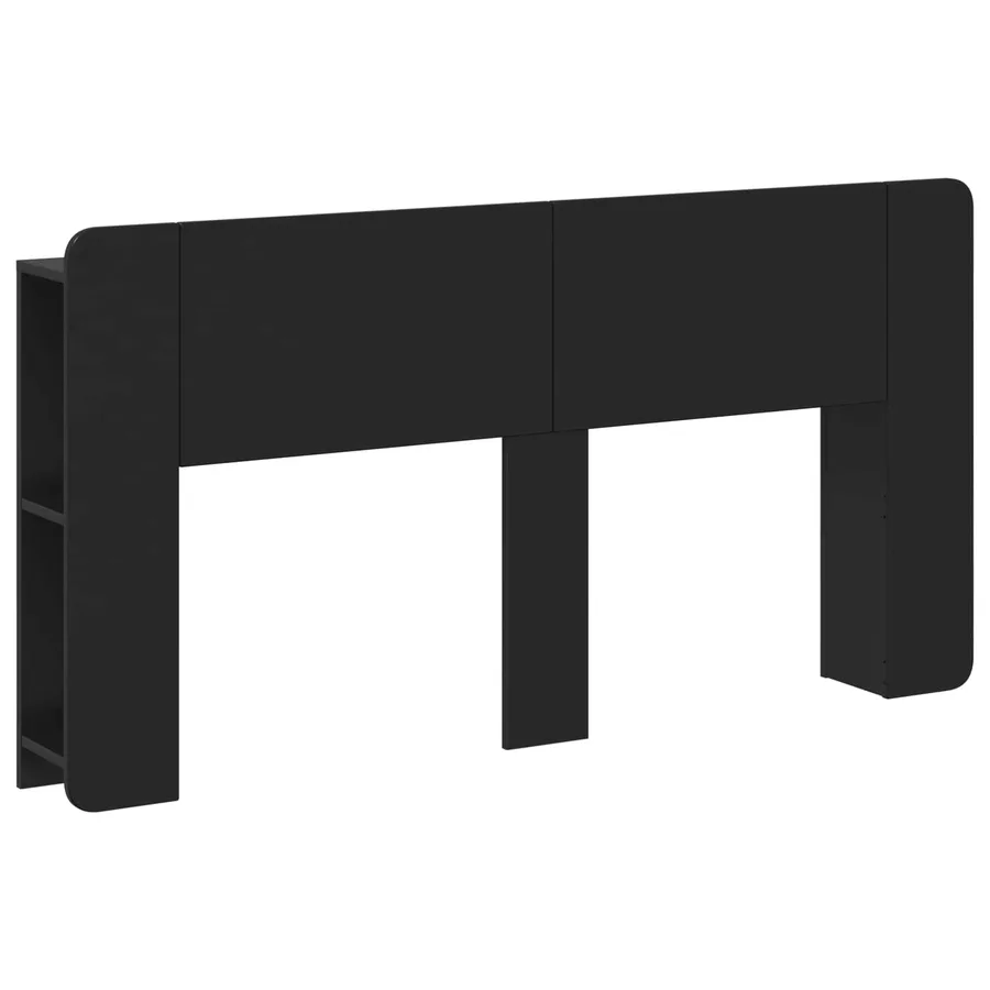 Cabinet de Tête de Lit avec stockage Noir Bois d'ingénierie - 2