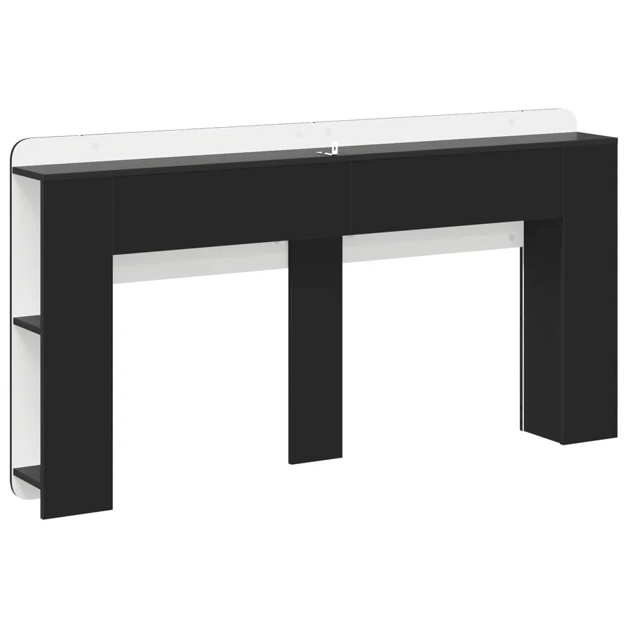 Cabinet de Tête de Lit avec stockage Noir Bois d'ingénierie - 7