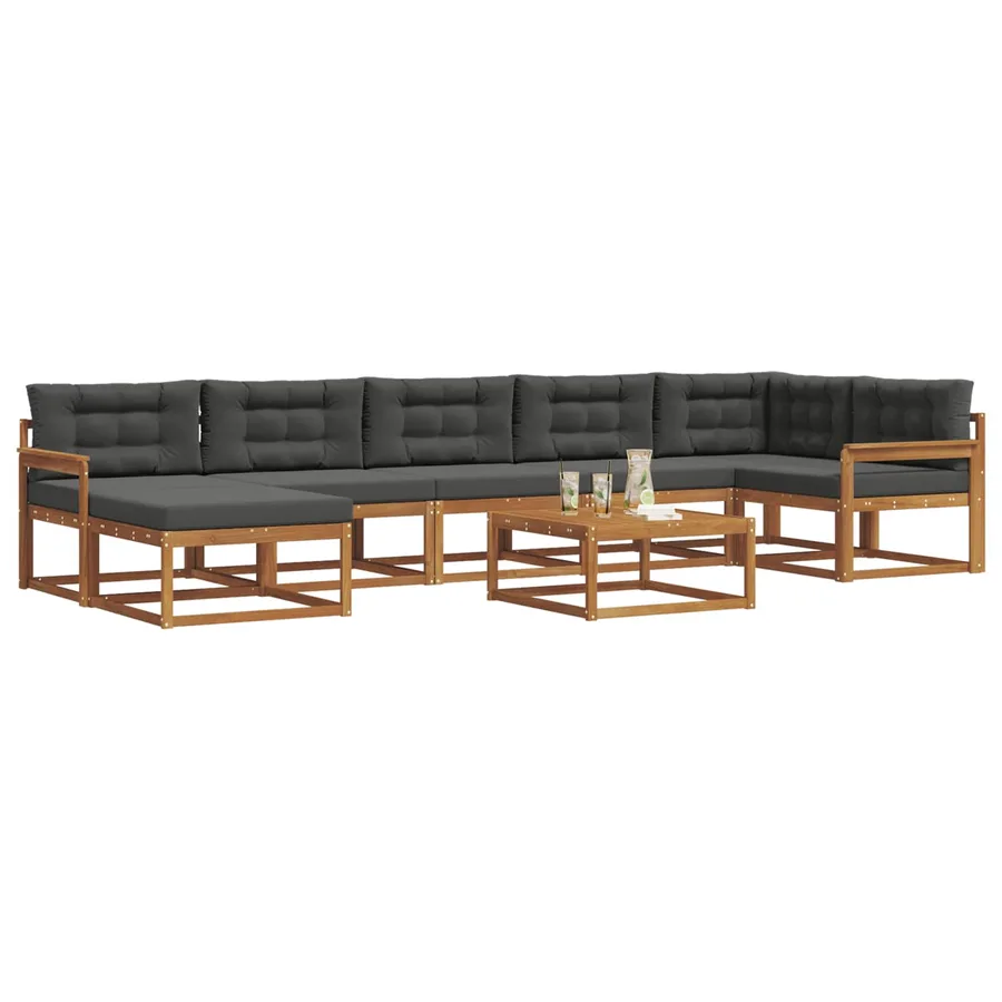 Ensemble de canapés d'extérieur 8 pcs Naturel et Anthracite - 3