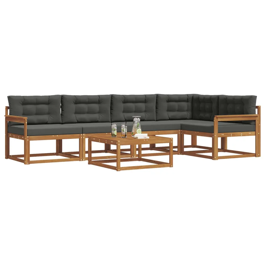 Ensemble de canapés d'extérieur 6 pcs Naturel et Anthracite - 3